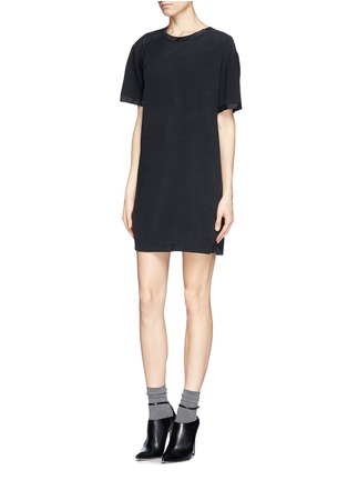 Front View - Click To Enlarge - T BY ALEXANDER WANG - Sandwashed silk T-shirt dress