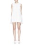 Main View - Click To Enlarge - COMME MOI - Fringed windowpane check crepe shift dress