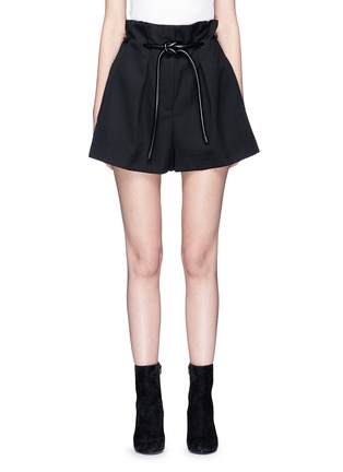Main View - Click To Enlarge - 3.1 PHILLIP LIM - 'Origami' drawstring waist pleated wool paperbag shorts