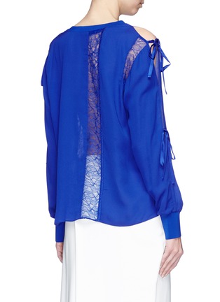 Back View - Click To Enlarge - 3.1 PHILLIP LIM - Tie slit sleeve lace silk top