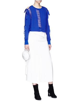 Figure View - Click To Enlarge - 3.1 PHILLIP LIM - Tie slit sleeve lace silk top