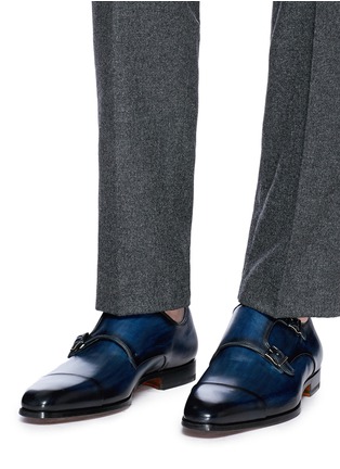 Figure View - Click To Enlarge - MAGNANNI - Leather double monk strap shoes