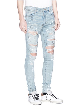 Front View - Click To Enlarge - AMIRI - 'Super Destroy' paint splatter ripped jeans