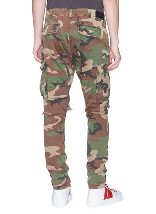 Back View - Click To Enlarge - AMIRI - 'MX1' laether patch camouflage print cargo pants