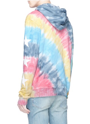 Back View - Click To Enlarge - AMIRI - Leather star patch tie-dye hoodie
