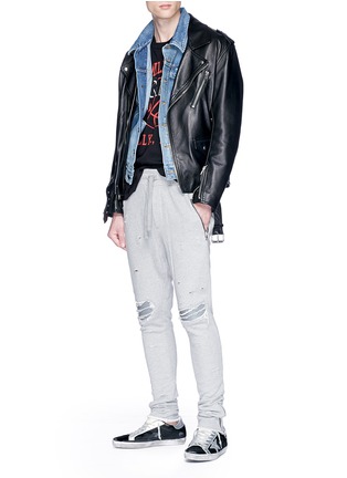 Figure View - Click To Enlarge - AMIRI - MX1' Leather patch ripped sweatpants
