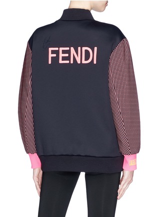 Back View - Click To Enlarge - FENDI SPORT - 'Karlito' patch bomber jacket