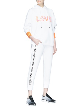 Figure View - Click To Enlarge - FENDI SPORT - 'Love' slogan print scuba jersey hoodie