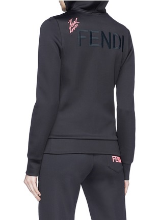Back View - Click To Enlarge - FENDI SPORT - 'Karlito' print scuba jersey zip hoodie