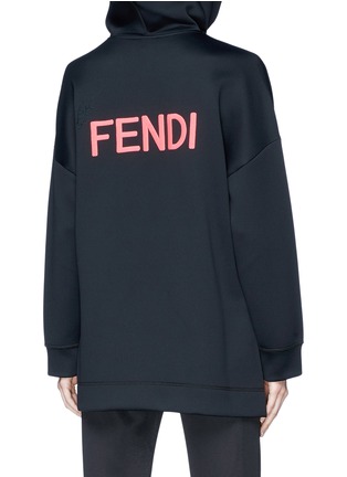 Back View - Click To Enlarge - FENDI SPORT - 'Karlito' print scuba jersey hoodie