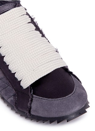 Detail View - Click To Enlarge - PEDRO GARCIA  - 'Cristina' suede trim silk satin sneakers