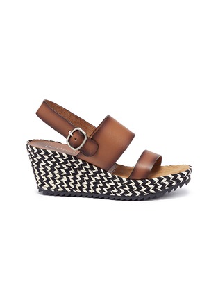 Main View - Click To Enlarge - PEDRO GARCIA  - 'Frikka' zigzag leather espadrille wedge sandals