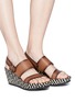 Figure View - Click To Enlarge - PEDRO GARCIA  - 'Frikka' zigzag leather espadrille wedge sandals