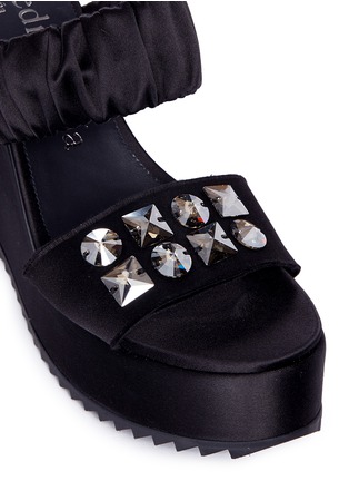 Detail View - Click To Enlarge - PEDRO GARCIA  - 'Deli' Swarovski crystal satin platform sandals