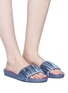 Figure View - Click To Enlarge - PEDRO GARCIA  - 'Aniston' ruched satin slide sandals