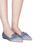 Figure View - Click To Enlarge - JIMMY CHOO - 'Gabie Flat' suede bow dégradé glitter loafers