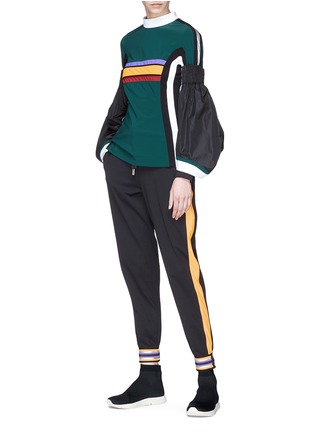 Figure View - Click To Enlarge - NO KA’OI - 'Nala' bishop sleeve stripe performance sweatshirt