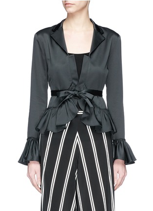 Main View - Click To Enlarge - TOME - 'Chinoise' tie ruffle peplum satin jacket