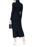 Figure View - Click To Enlarge - TOME - Belted Merino wool rib knit turtleneck dress