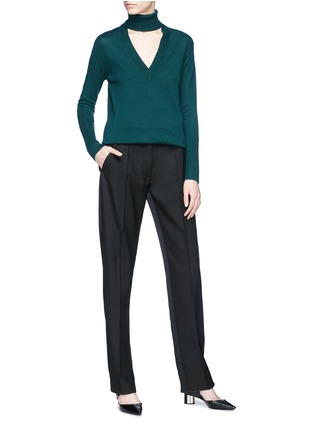 Figure View - Click To Enlarge - TOME - Cutout front Merino wool turtleneck sweater