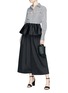 Figure View - Click To Enlarge - TOME - Detachable ruffle overlay cropped wide leg karate pants