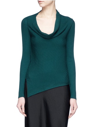 Main View - Click To Enlarge - TOME - Cowl neck Merino wool rib knitsweater