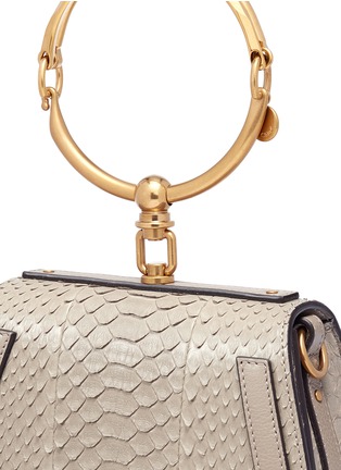 Detail View - Click To Enlarge - CHLOÉ - 'Nile' small bracelet handle python leather crossbody bag