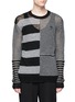 Main View - Click To Enlarge - MC Q - Swallow skull appliqué mixed stripe sweater