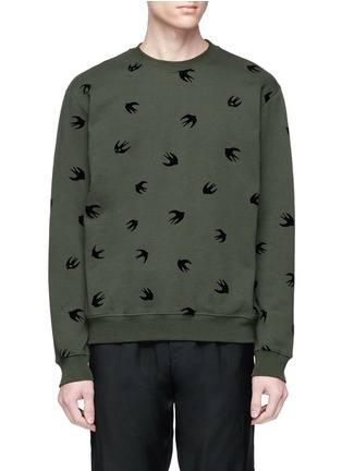 Main View - Click To Enlarge - MC Q - 'Micro Swallow' velvet flock print sweatshirt