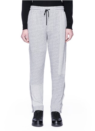 Main View - Click To Enlarge - MC Q - Stud cuffs patchwork knit jogging pants