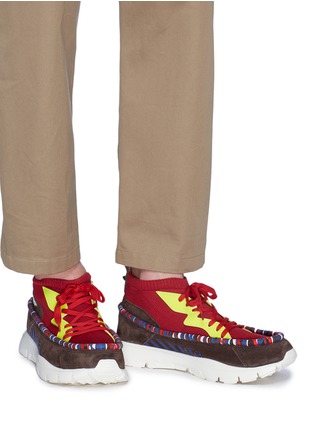 Figure View - Click To Enlarge - VALENTINO GARAVANI - 'Heroes Tribe' colourblock torchon piping sneakers