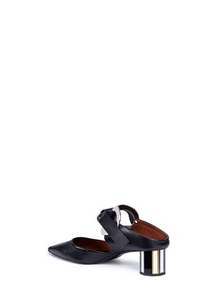 Detail View - Click To Enlarge - PROENZA SCHOULER - Geometric heel ring ribbon tie leather mules