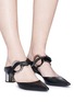 Figure View - Click To Enlarge - PROENZA SCHOULER - Geometric heel ring ribbon tie leather mules