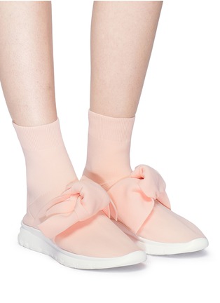 Figure View - Click To Enlarge - JOSHUA SANDERS - Oversized bow knit sock sneakers