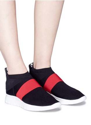 Figure View - Click To Enlarge - JOSHUA SANDERS - 'Go High' contrast band knit sock sneakers