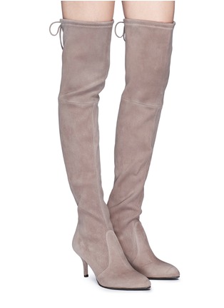 Figure View - Click To Enlarge - STUART WEITZMAN - 'Tie Model' stretch suede knee high boots