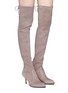Figure View - Click To Enlarge - STUART WEITZMAN - 'Tie Model' stretch suede knee high boots