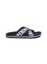 Main View - Click To Enlarge - OPENING CEREMONY - 'Berkeley' logo cross strap leather slide sandals