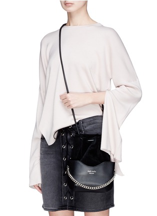 Figure View - Click To Enlarge - 71172 - 'Hetty' suede panel leather drawstring crossbody bag