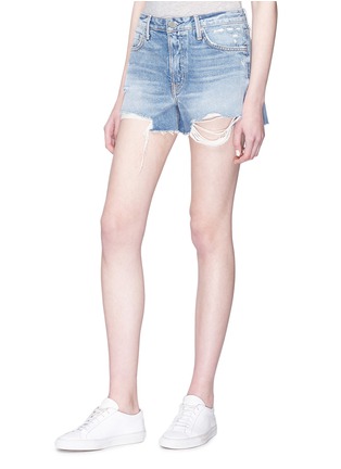 Front View - Click To Enlarge - GRLFRND - 'Dovima' distressed denim shorts