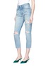 Front View - Click To Enlarge - GRLFRND - 'Karolina' distressed cropped skinny jeans