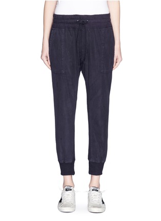 Main View - Click To Enlarge - JAMES PERSE - Jersey panel garment dyed cropped jogging pants