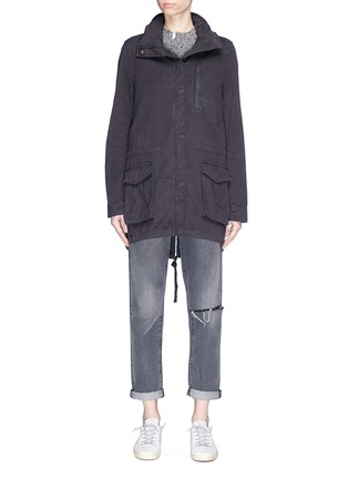 Main View - Click To Enlarge - JAMES PERSE - Retractable hood cotton-linen utility jacket