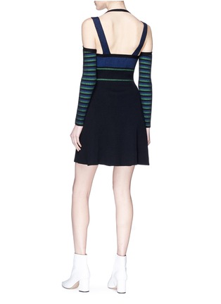 Figure View - Click To Enlarge - OPENING CEREMONY - Stripe sleeve halterneck rib knit dress