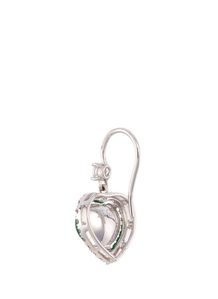 Detail View - Click To Enlarge - SAMUEL KUNG - Diamond jade 18k white gold heart drop earrings