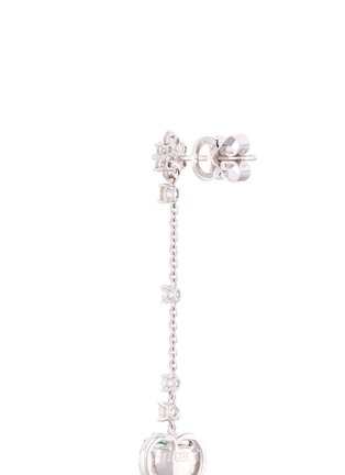 Detail View - Click To Enlarge - SAMUEL KUNG - Diamond jade 18k white gold heart link drop earrings