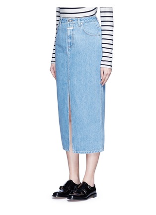 Front View - Click To Enlarge - CLOSED - 'Clara' front slit denim skirt