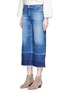 Front View - Click To Enlarge - CLOSED - 'Niki' frayed ombré cuff cropped flare denim pants