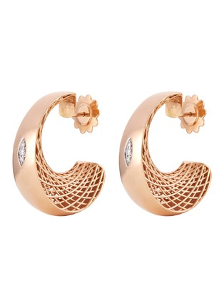 Main View - Click To Enlarge - ROBERTO COIN - 'Golden Gate' diamond crescent drop earrings