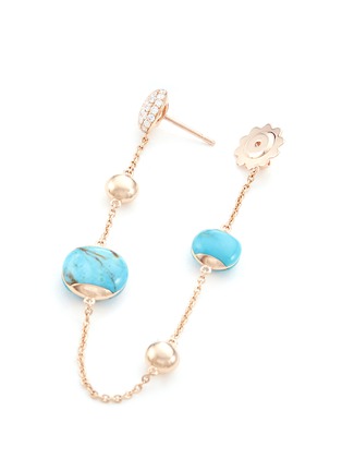 Detail View - Click To Enlarge - ROBERTO COIN - Diamond turquoise 18k rose gold beaded chain drop earrings